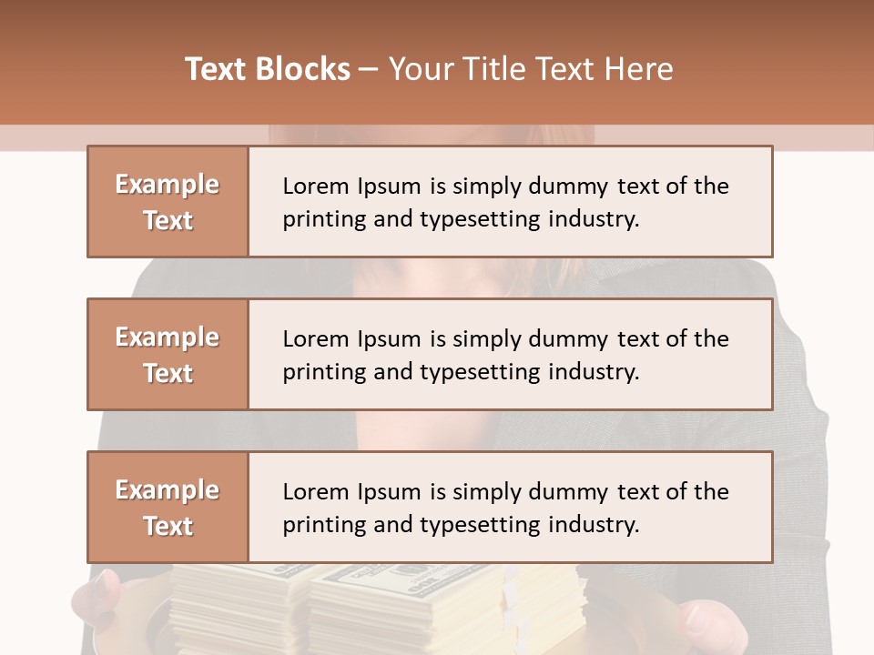 Beautiful Young Woman With Money On A Platter PowerPoint Template