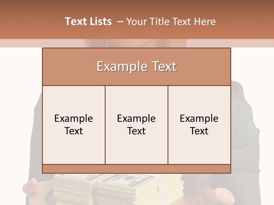 Beautiful Young Woman With Money On A Platter PowerPoint Template