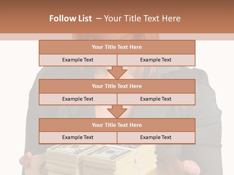 Beautiful Young Woman With Money On A Platter PowerPoint Template