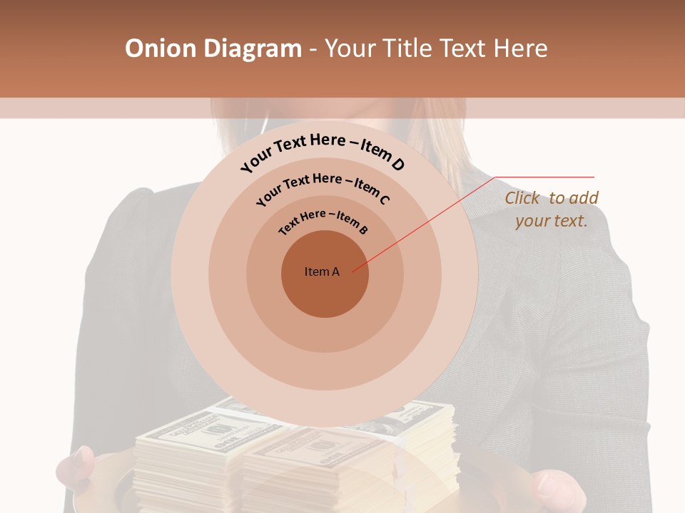 Beautiful Young Woman With Money On A Platter PowerPoint Template