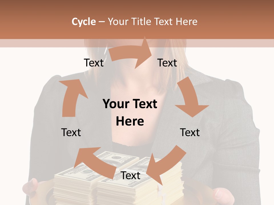 Beautiful Young Woman With Money On A Platter PowerPoint Template