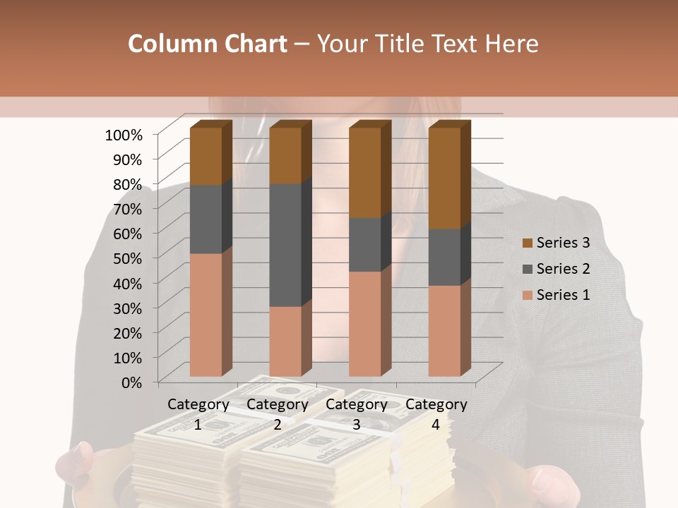 Beautiful Young Woman With Money On A Platter PowerPoint Template