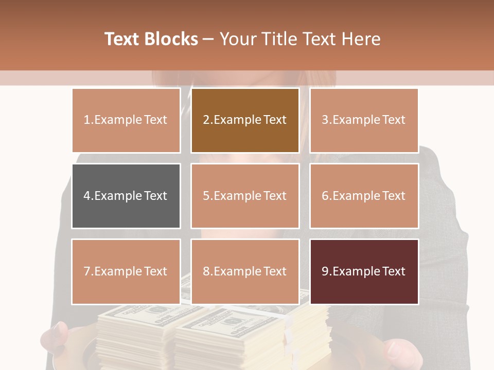 Beautiful Young Woman With Money On A Platter PowerPoint Template