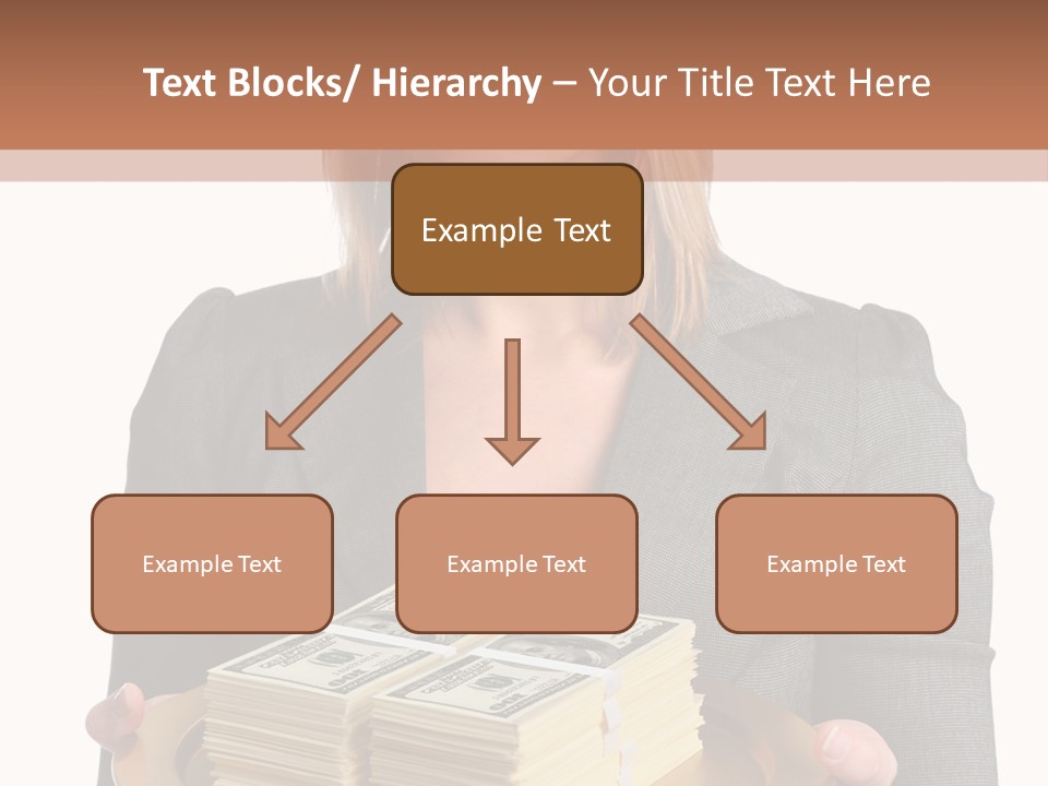 Beautiful Young Woman With Money On A Platter PowerPoint Template