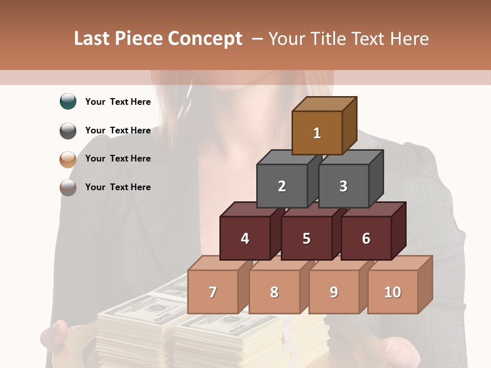 Beautiful Young Woman With Money On A Platter PowerPoint Template