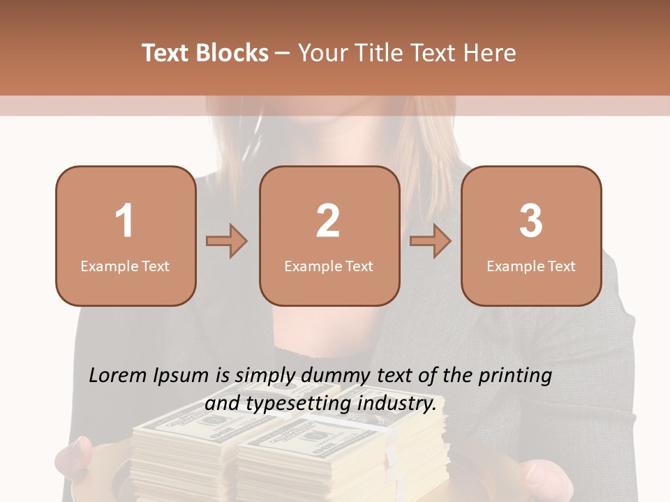 Beautiful Young Woman With Money On A Platter PowerPoint Template