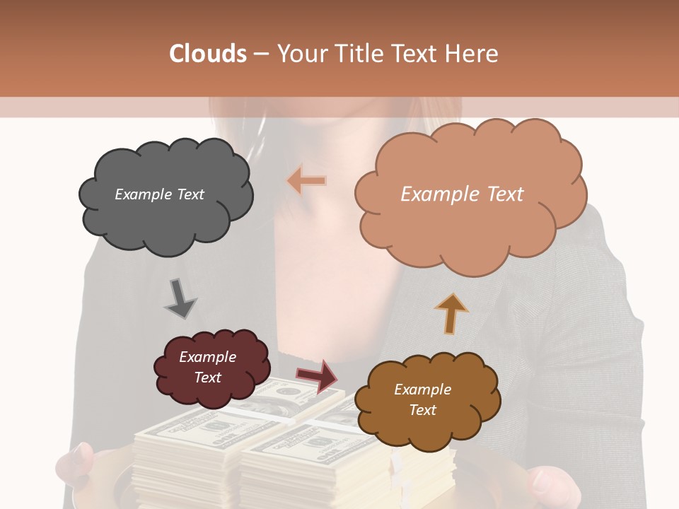 Beautiful Young Woman With Money On A Platter PowerPoint Template