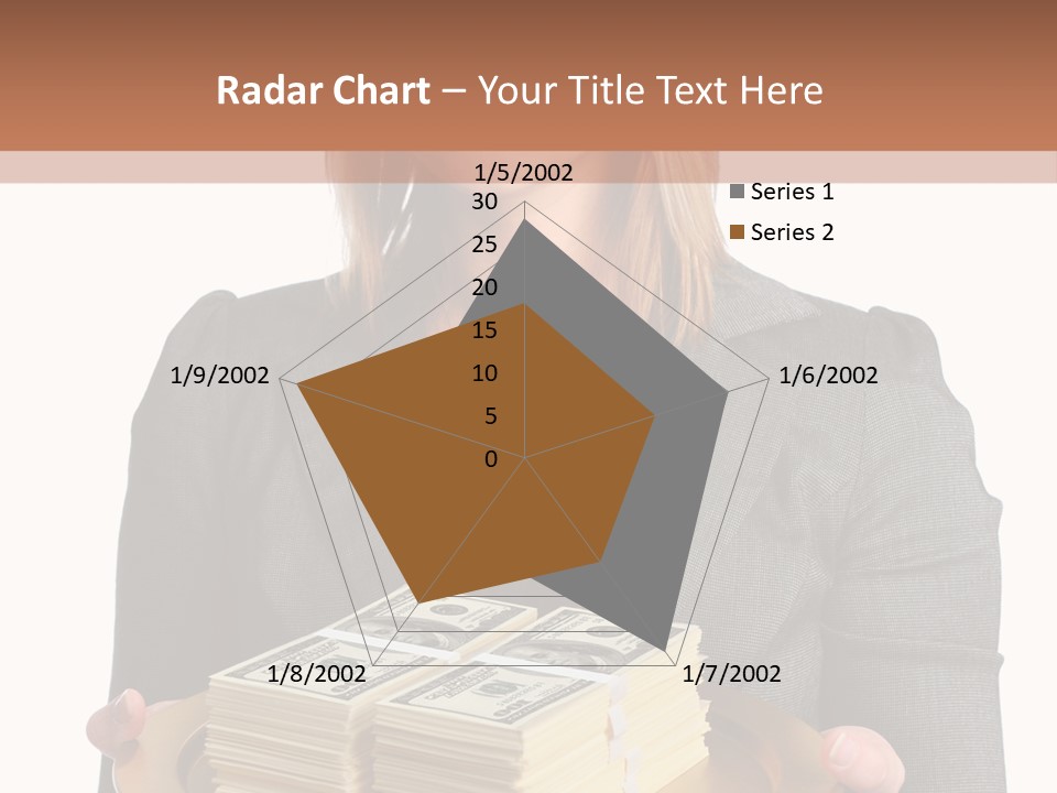 Beautiful Young Woman With Money On A Platter PowerPoint Template