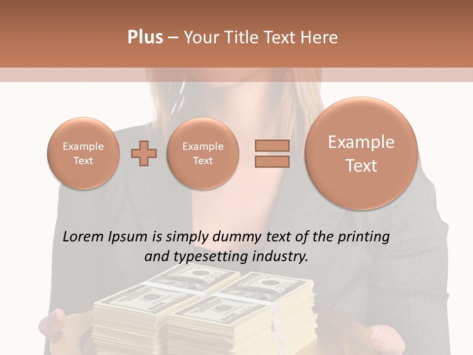 Beautiful Young Woman With Money On A Platter PowerPoint Template