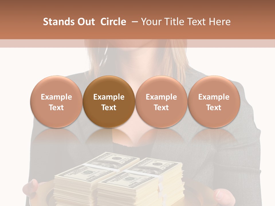 Beautiful Young Woman With Money On A Platter PowerPoint Template