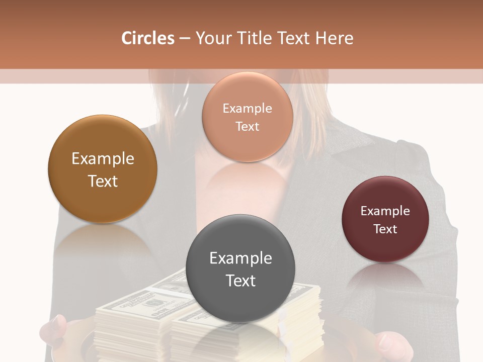 Beautiful Young Woman With Money On A Platter PowerPoint Template