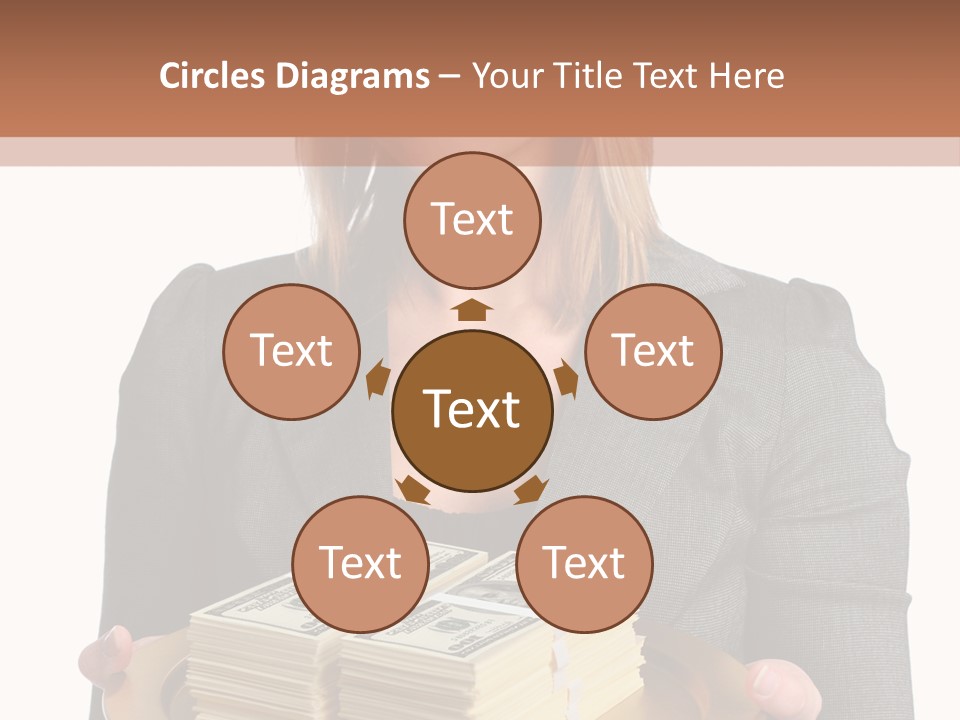 Beautiful Young Woman With Money On A Platter PowerPoint Template