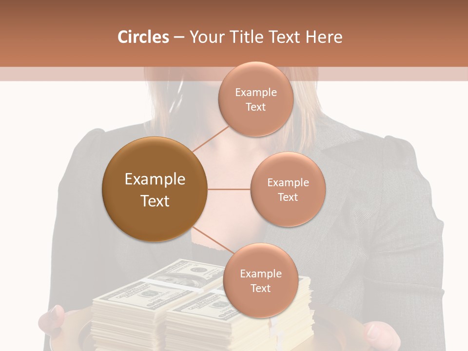 Beautiful Young Woman With Money On A Platter PowerPoint Template