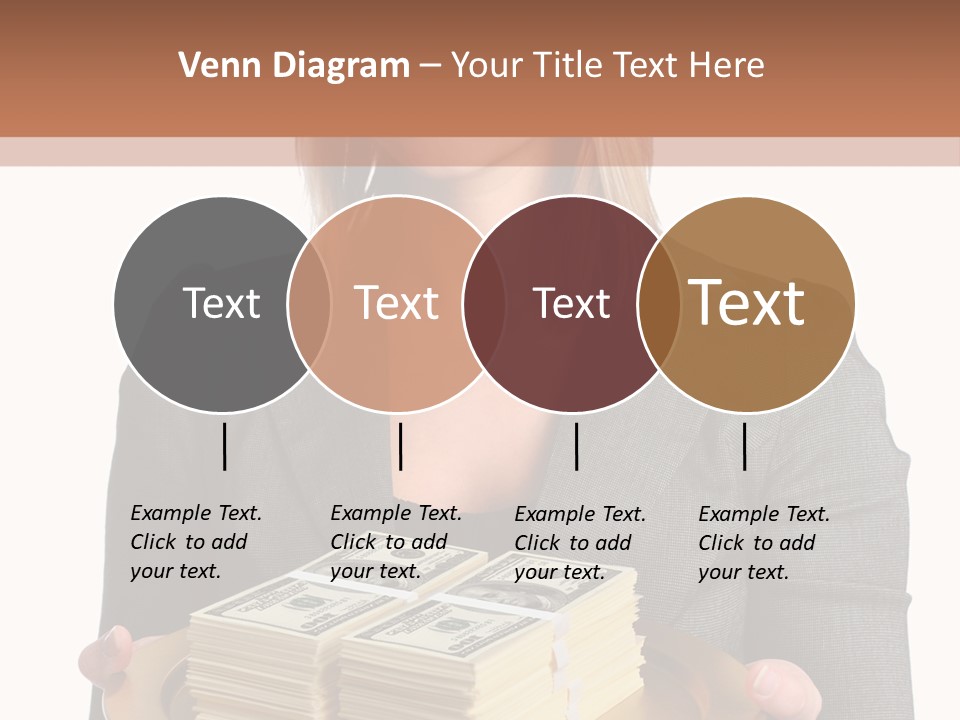 Beautiful Young Woman With Money On A Platter PowerPoint Template