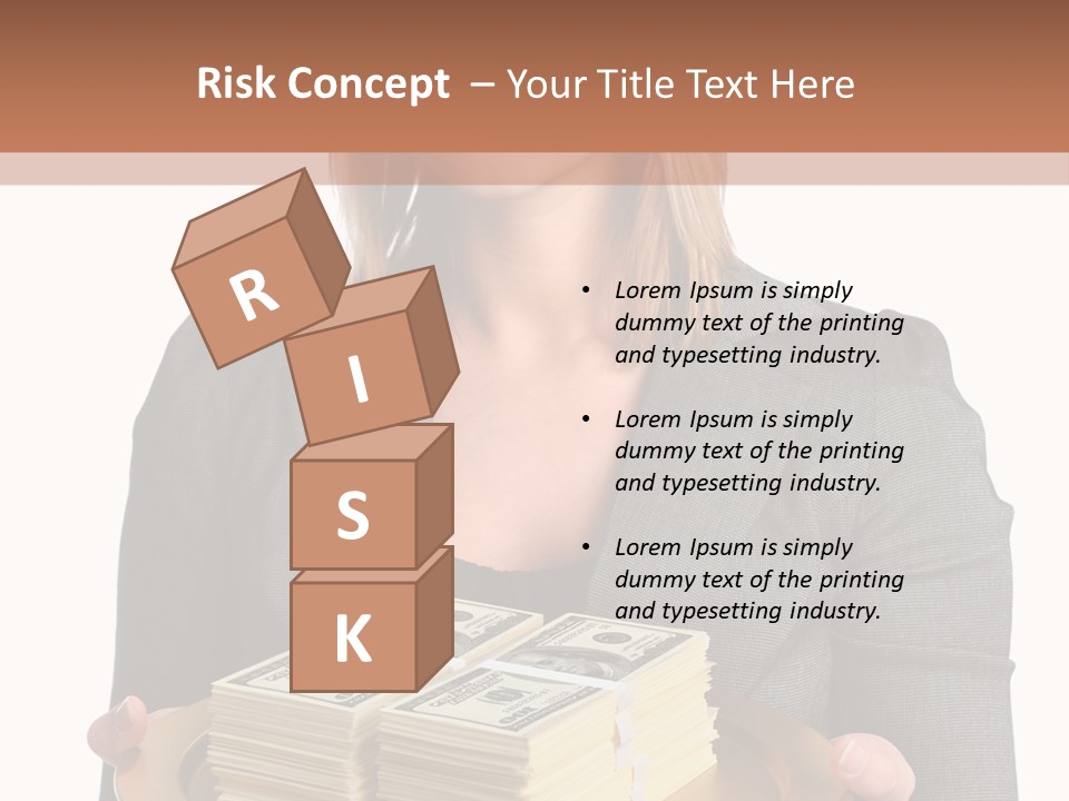 Beautiful Young Woman With Money On A Platter PowerPoint Template