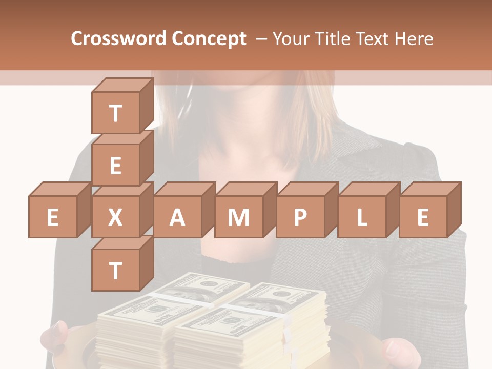 Beautiful Young Woman With Money On A Platter PowerPoint Template