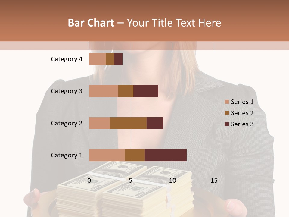 Beautiful Young Woman With Money On A Platter PowerPoint Template