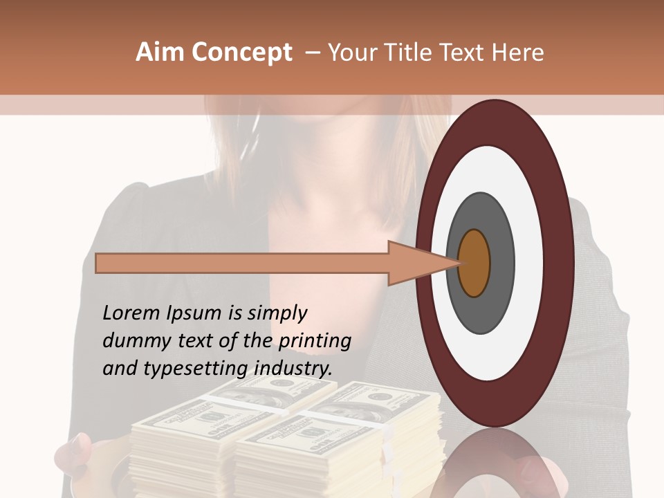 Beautiful Young Woman With Money On A Platter PowerPoint Template