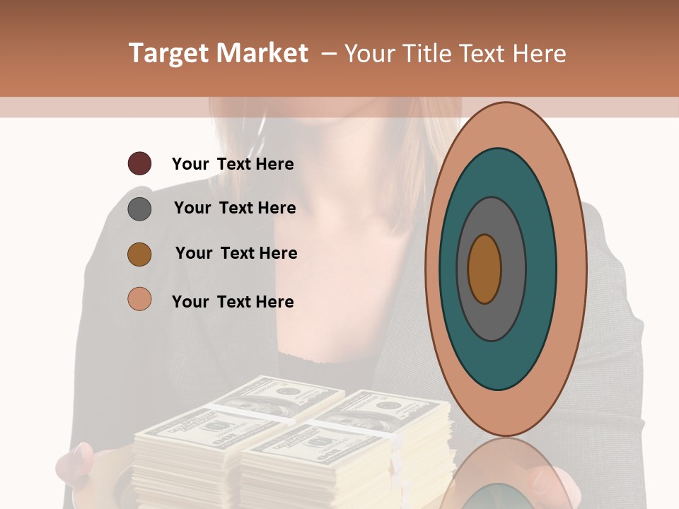 Beautiful Young Woman With Money On A Platter PowerPoint Template