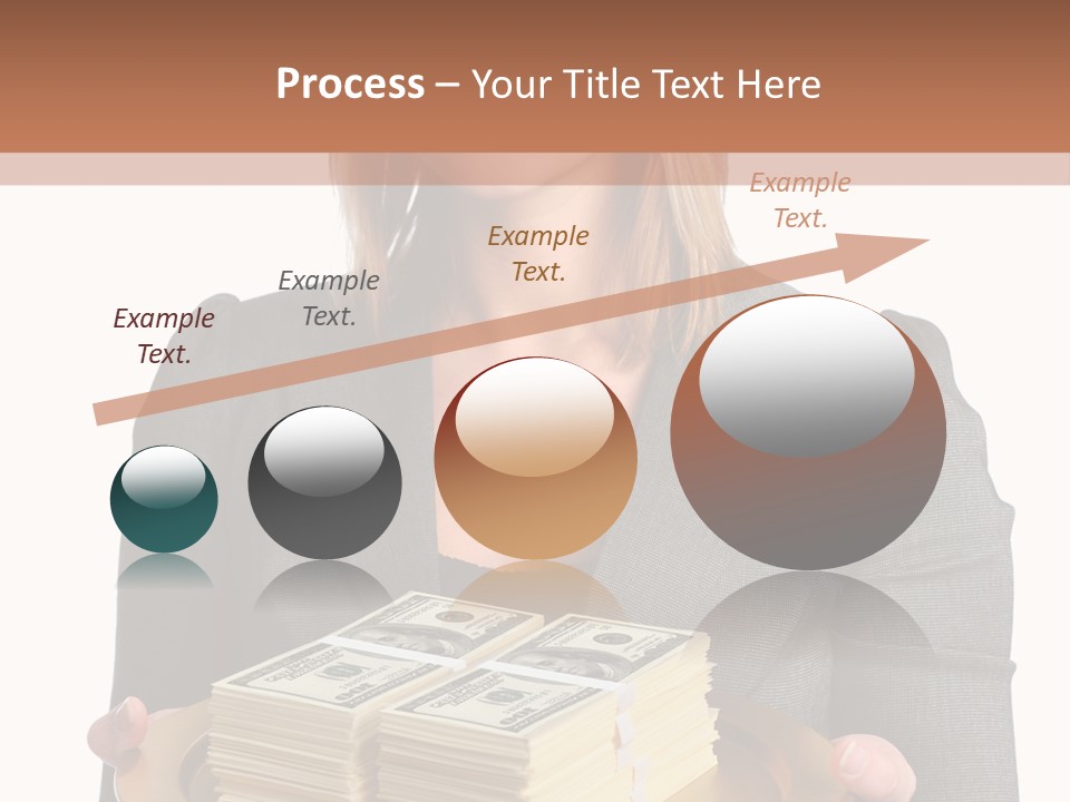 Beautiful Young Woman With Money On A Platter PowerPoint Template