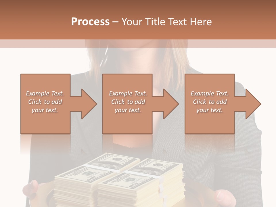 Beautiful Young Woman With Money On A Platter PowerPoint Template