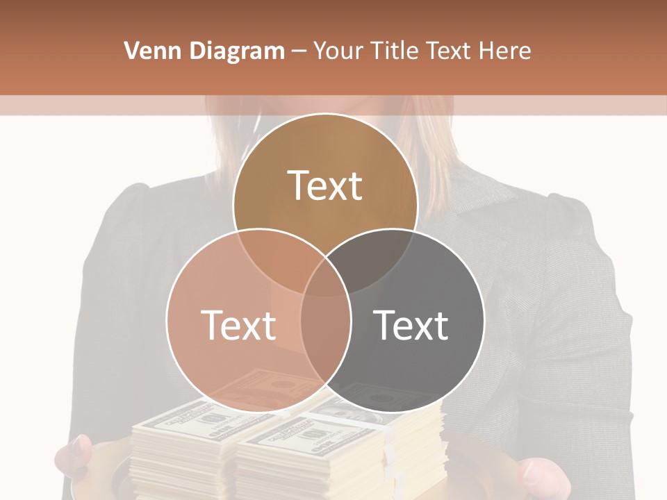 Beautiful Young Woman With Money On A Platter PowerPoint Template