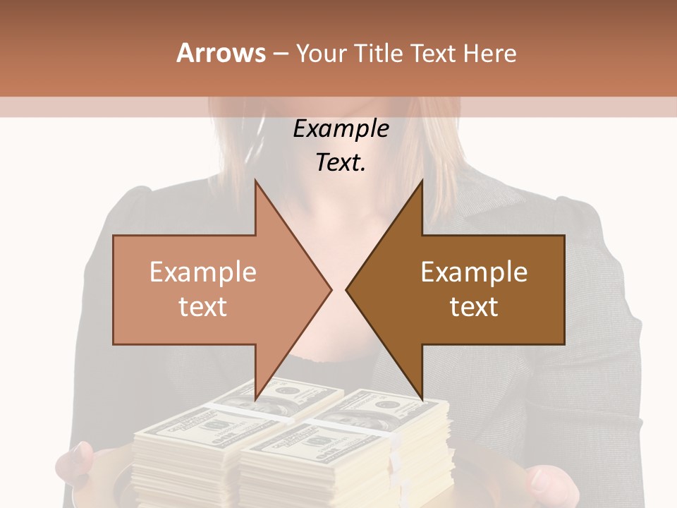 Beautiful Young Woman With Money On A Platter PowerPoint Template