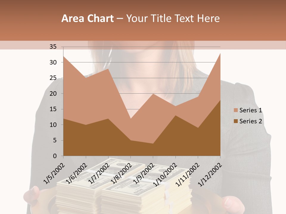 Beautiful Young Woman With Money On A Platter PowerPoint Template