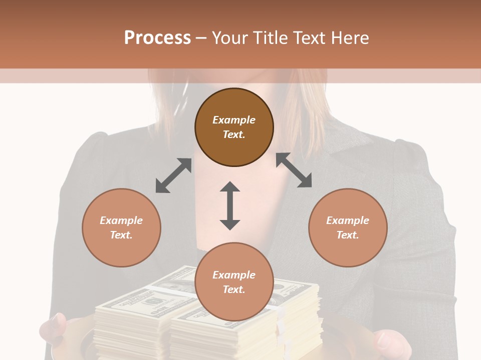 Beautiful Young Woman With Money On A Platter PowerPoint Template