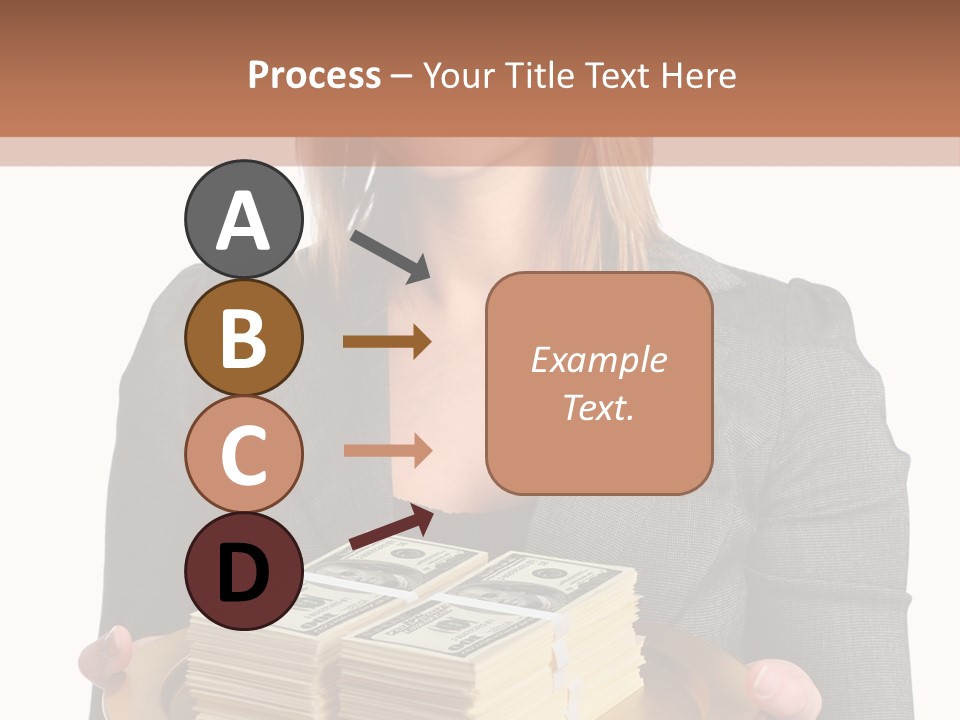 Beautiful Young Woman With Money On A Platter PowerPoint Template