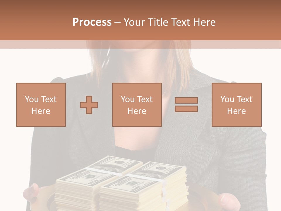 Beautiful Young Woman With Money On A Platter PowerPoint Template