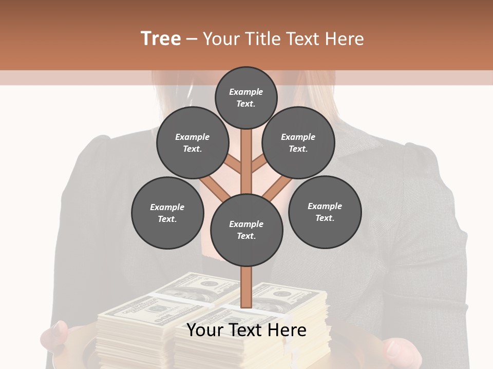 Beautiful Young Woman With Money On A Platter PowerPoint Template