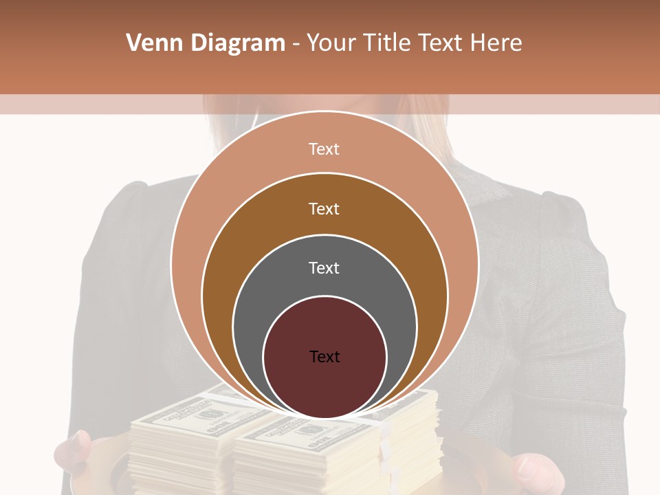 Beautiful Young Woman With Money On A Platter PowerPoint Template