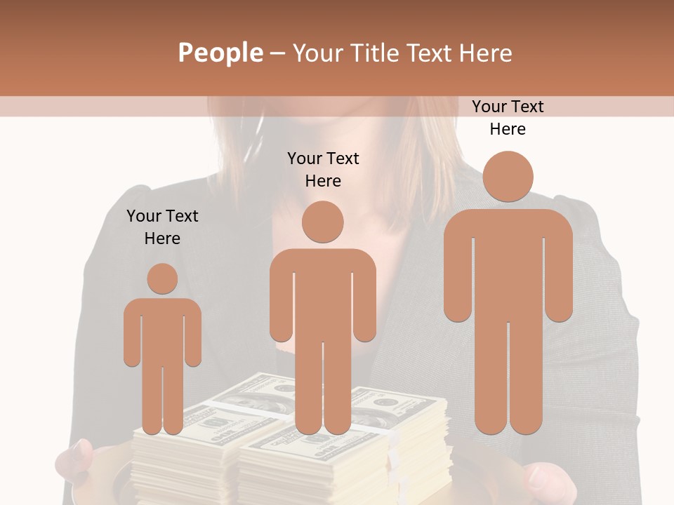 Beautiful Young Woman With Money On A Platter PowerPoint Template