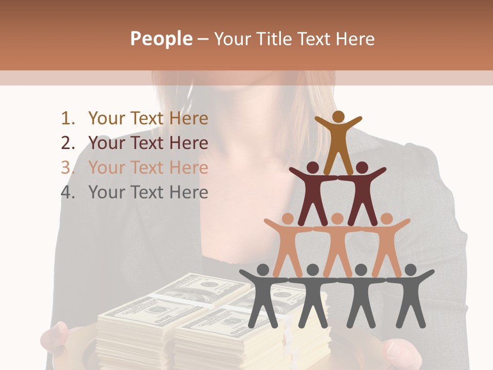 Beautiful Young Woman With Money On A Platter PowerPoint Template