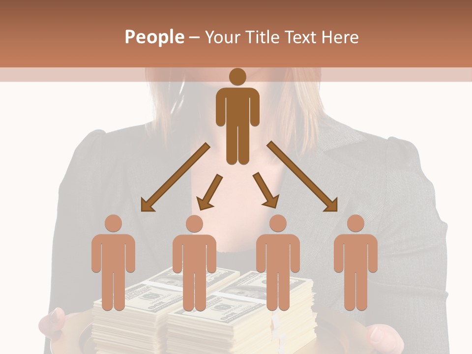 Beautiful Young Woman With Money On A Platter PowerPoint Template