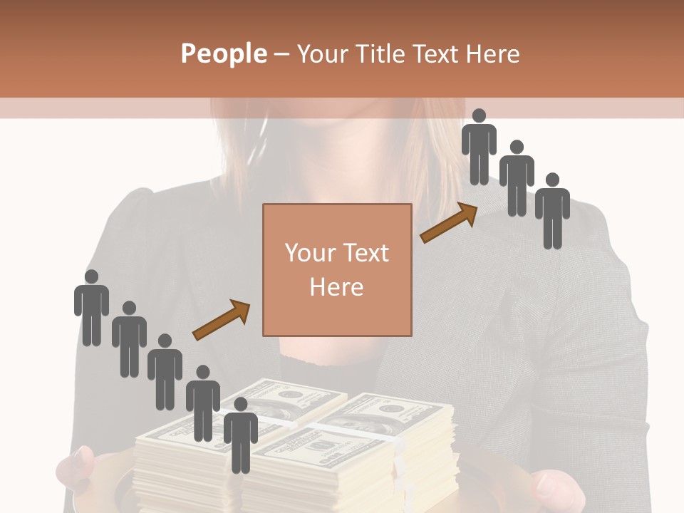 Beautiful Young Woman With Money On A Platter PowerPoint Template