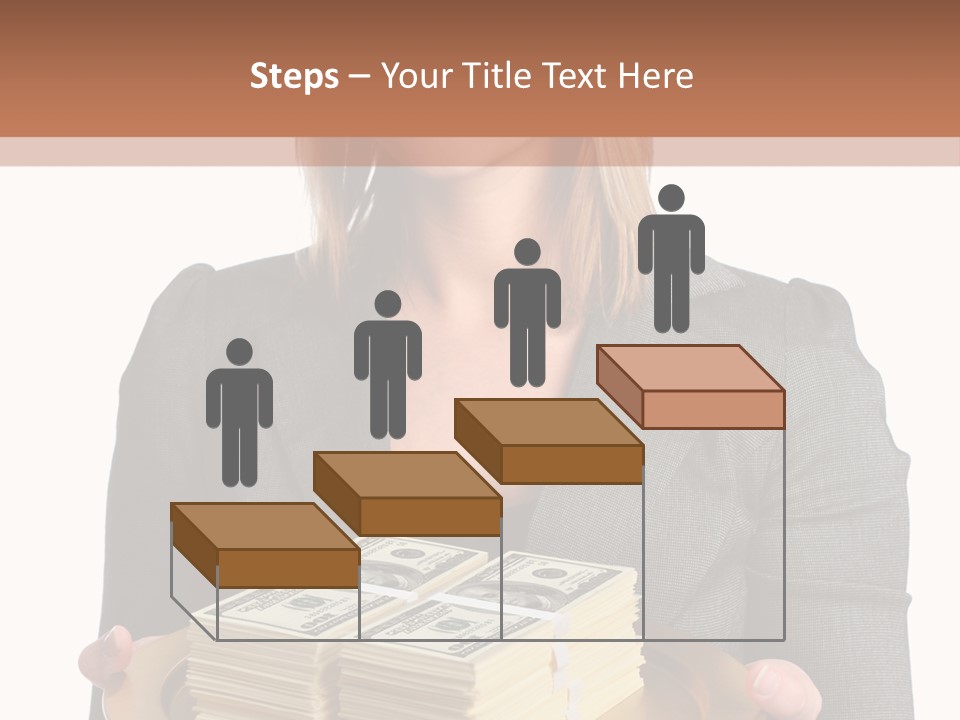 Beautiful Young Woman With Money On A Platter PowerPoint Template