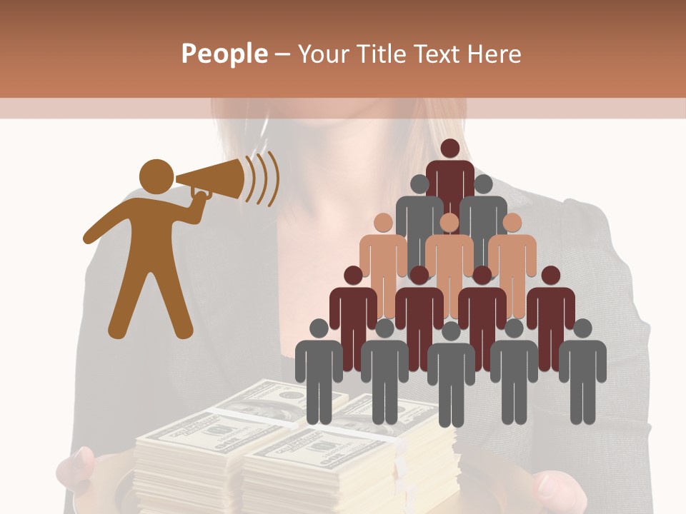 Beautiful Young Woman With Money On A Platter PowerPoint Template