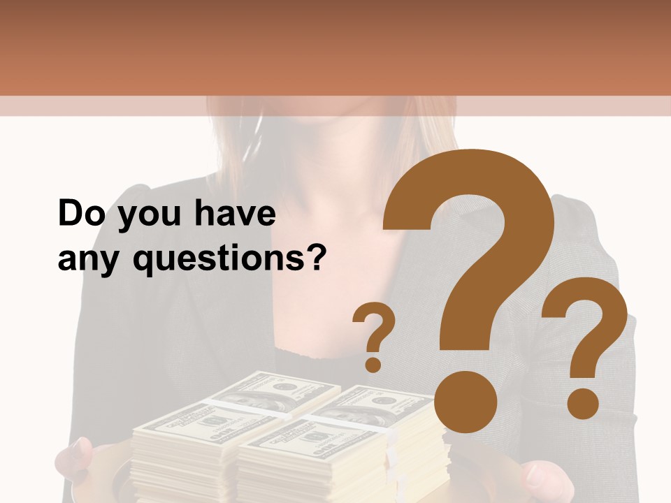 Beautiful Young Woman With Money On A Platter PowerPoint Template