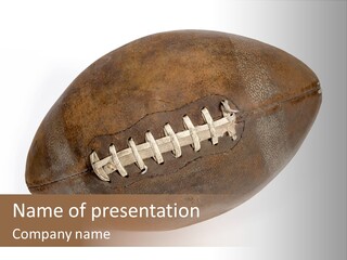 Old Leather Ball To Play Rugby. PowerPoint Template