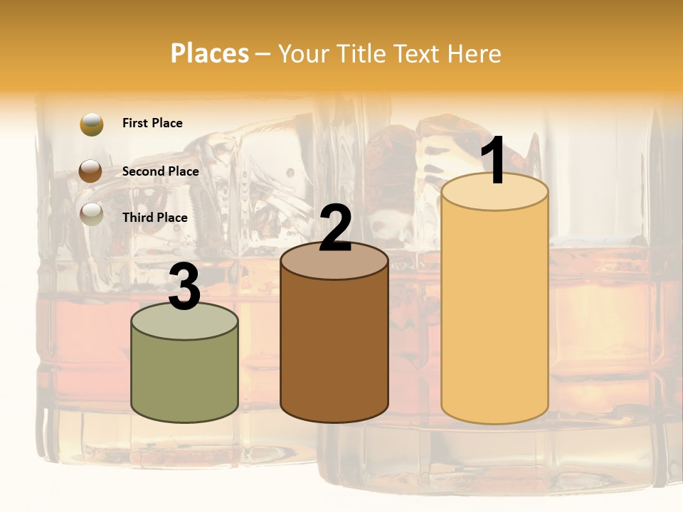 Isolated Close-Up Of Liquor And Ice In Glasses. PowerPoint Template