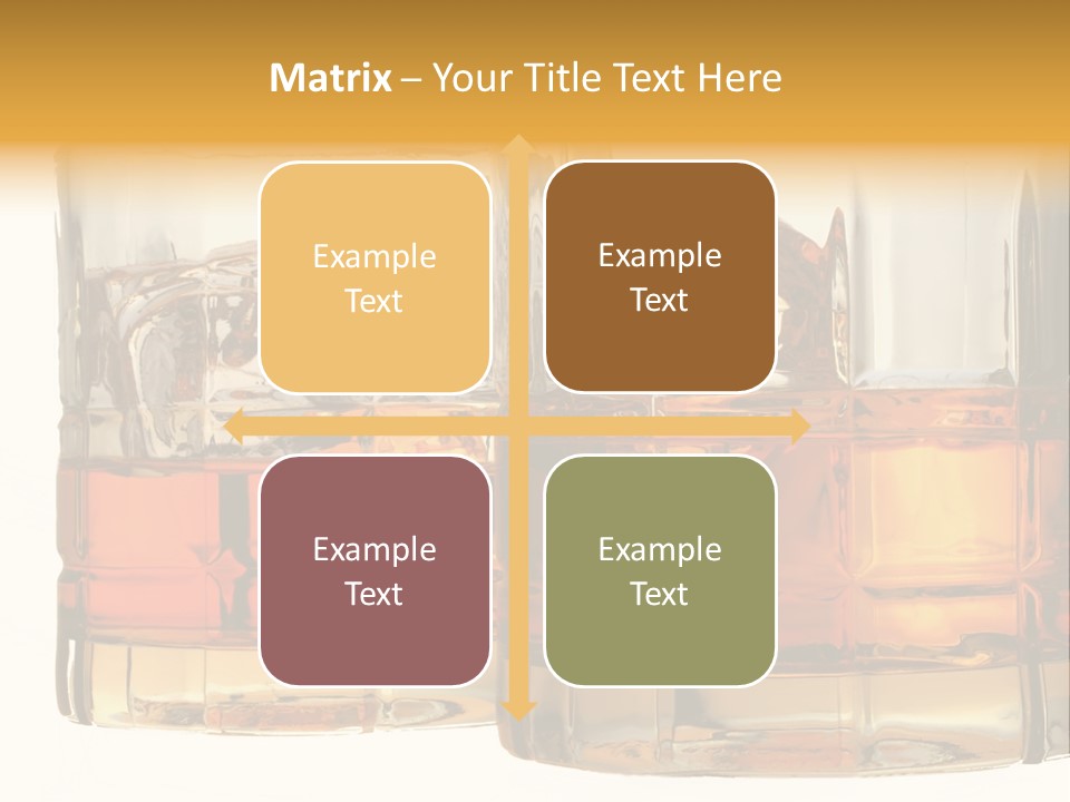 Isolated Close-Up Of Liquor And Ice In Glasses. PowerPoint Template