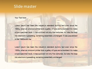 Isolated Close-Up Of Liquor And Ice In Glasses. PowerPoint Template