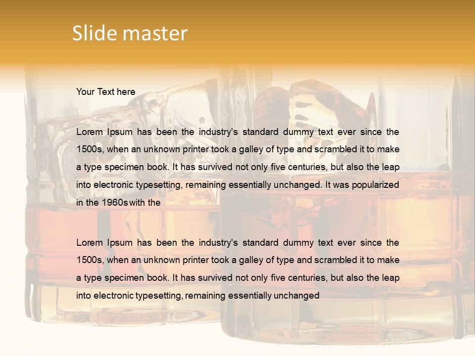 Isolated Close-Up Of Liquor And Ice In Glasses. PowerPoint Template