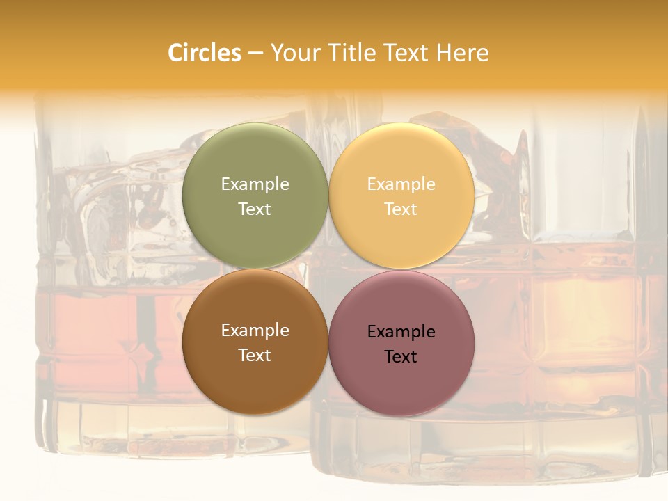 Isolated Close-Up Of Liquor And Ice In Glasses. PowerPoint Template