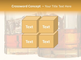 Isolated Close-Up Of Liquor And Ice In Glasses. PowerPoint Template