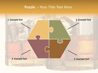 Isolated Close-Up Of Liquor And Ice In Glasses. PowerPoint Template