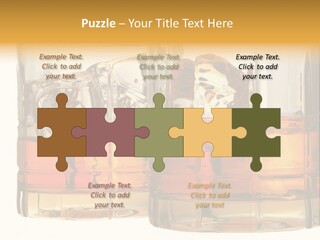 Isolated Close-Up Of Liquor And Ice In Glasses. PowerPoint Template