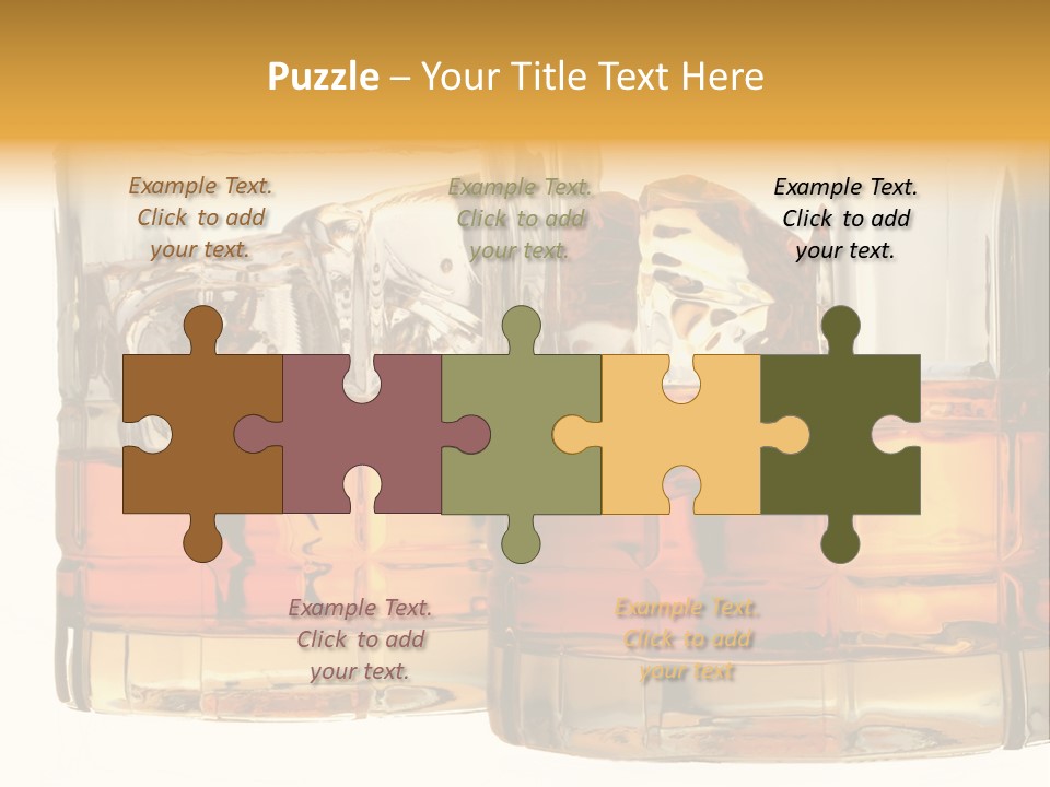 Isolated Close-Up Of Liquor And Ice In Glasses. PowerPoint Template